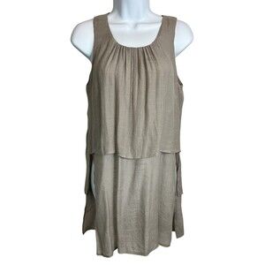 Anthropologie Amadi Taupe Split Sides Sleeveless Tunic Top  Size S  Lagenlook